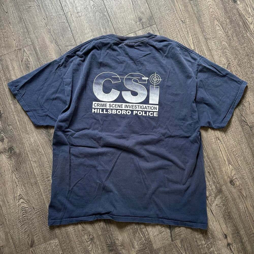 Vintage 00s Faded Navy CSI Hillsboro Cotton USA Tee Shirt